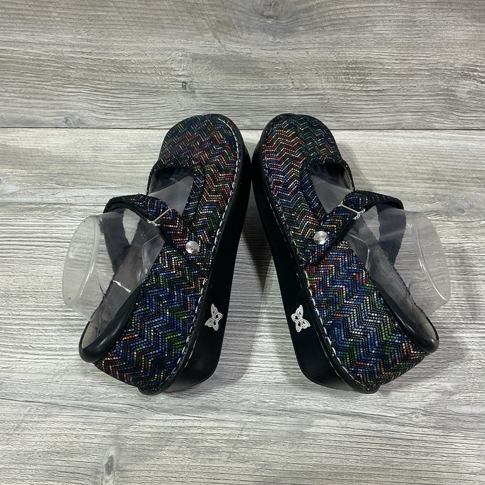 Alegria Belle Ric Rack Rainbow EU 41 US 10.5 Colorful Chevron Mary Janes Vegan - Picture 6 of 12